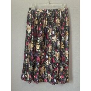VTG Floral Midi Skirt 12 Pleated Feminine Romantic Cottagecore Whimsical Artsy
